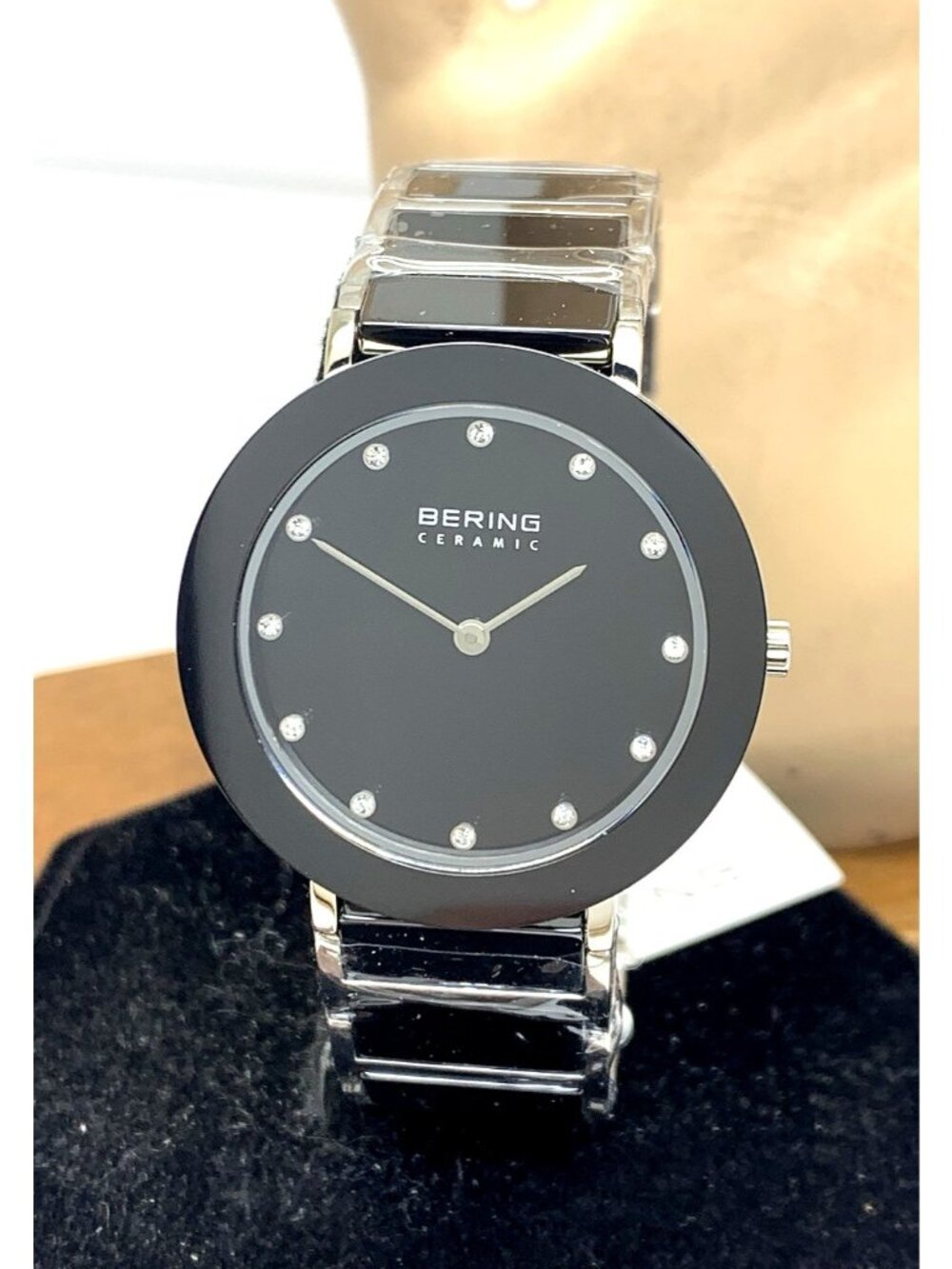 Bering Women's Watch 11435-749 Quartz Black Dial Ceramic Silver Steel Band 35mm